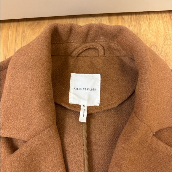 Avec Les Filles Womens (M) Wool Blend Oversized Coat Camel Tan - Picture 3 of 9